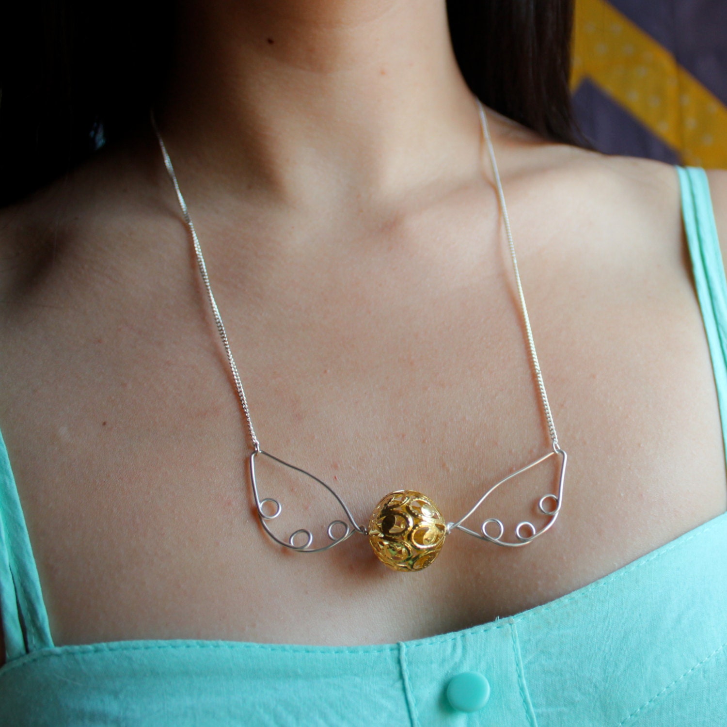 Golden Snitch Necklace Harry Potter Hogwarts Jewelry