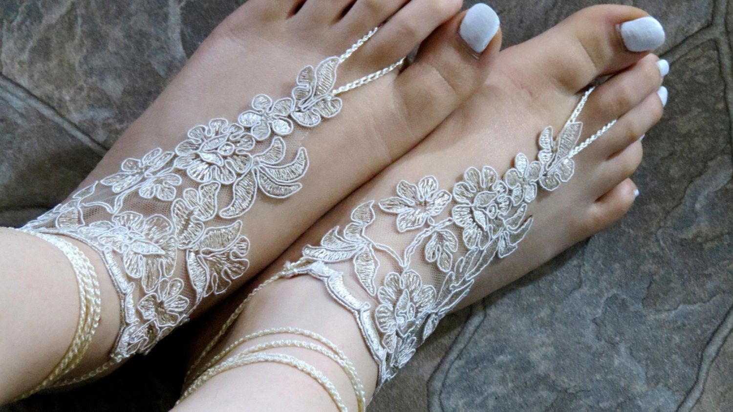 Lace sandals, beach shoes, bridal sandals, wedding bridal, barefoot sandles, Ivory accessories, wedding shoes, Ivory Wedding sandles