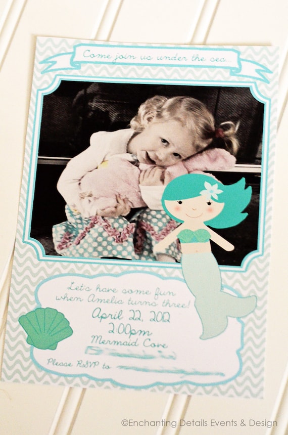 MERMAID Printable Birthday Party INVITATION Il_570xn
