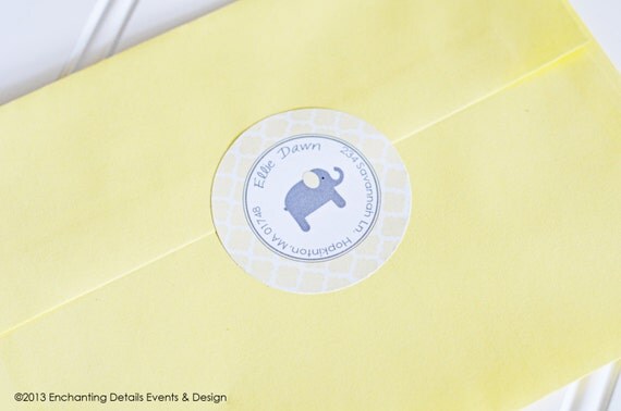 ELEPHANT Printable Address Labels Sunshine Safari Il_570xn
