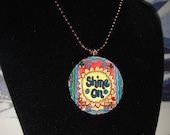 Shine On Modern Whimsical Pop Art UPcycled Poker Chip Pendant Necklace With Swarovski Crystal Bling