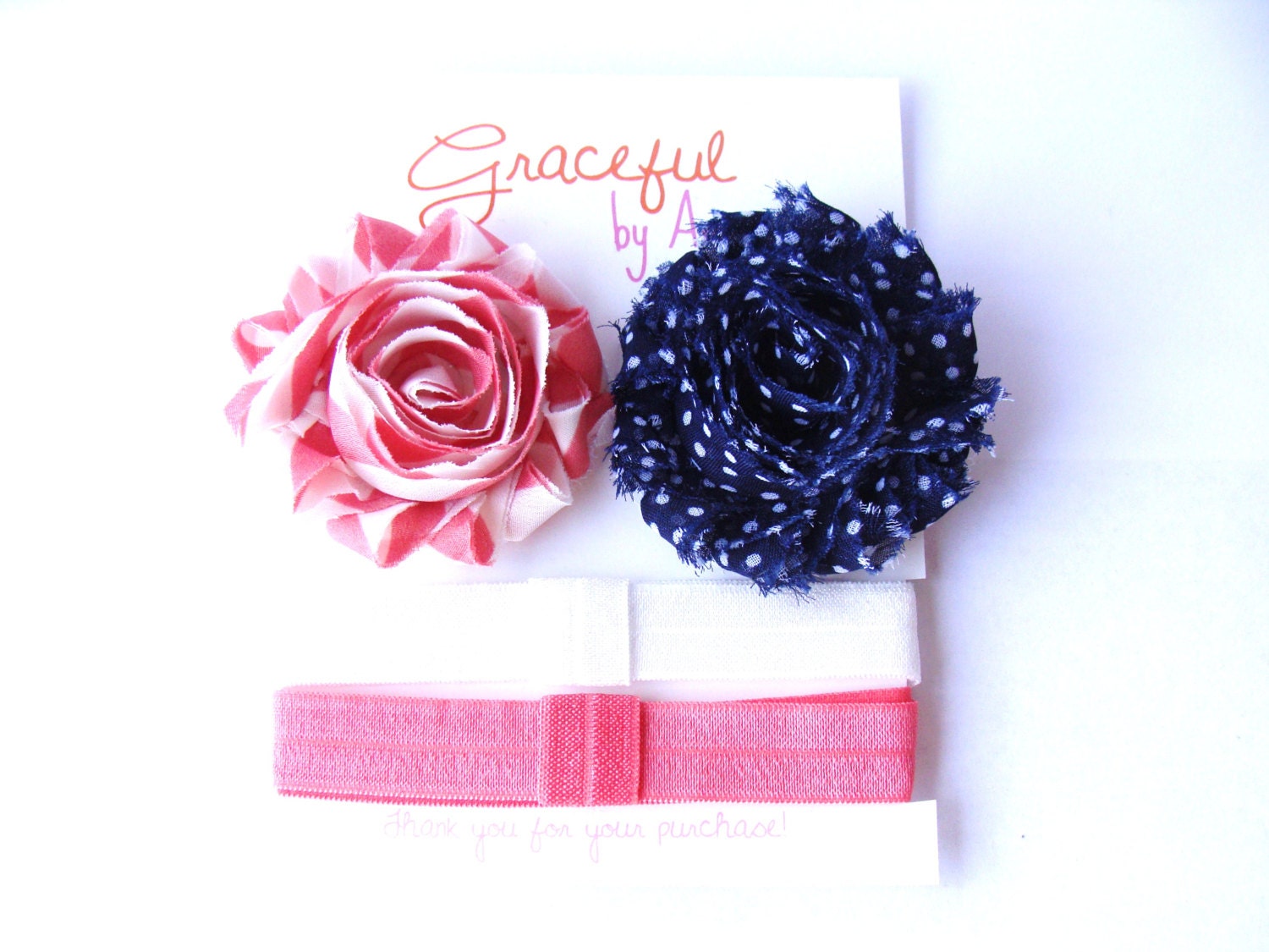 Shabby Flower Headband Set- Set of Two- Shabby Flowers on Interchangeable Headbands