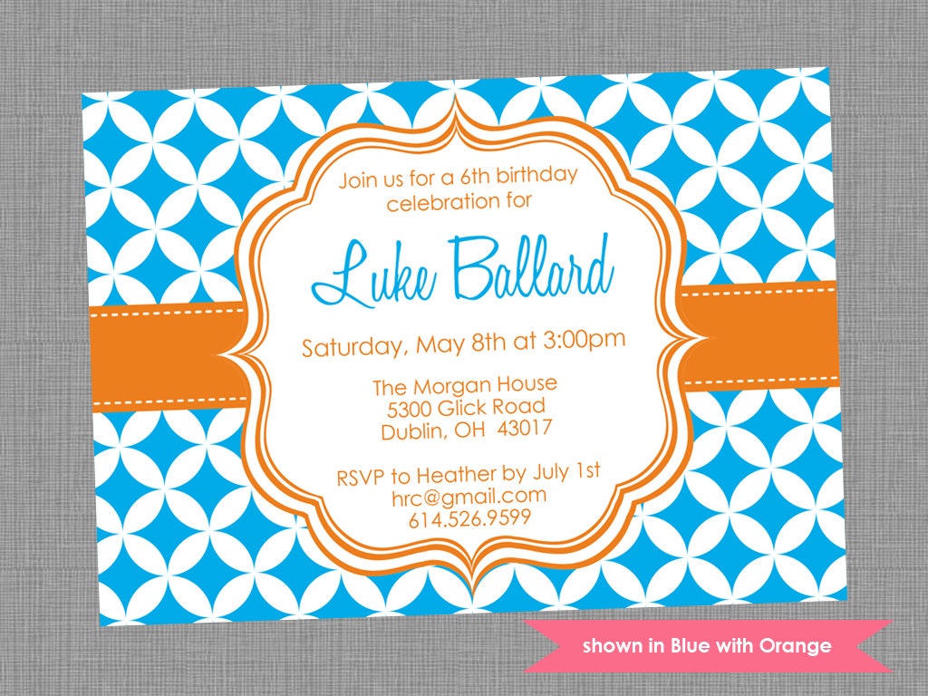 Printable Birthday Party Invitation - Birthday Themed Pixie Invite - Colors and Text Customizable Il_570xn