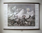 Large Canvas Vintage Style School Science Chart with Wood Trim  - French Atlas Map (32"x24")