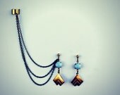 ear cuff with chevron earrings, ear cuff with chains, tribal ear cuff, chevronr ear cuff