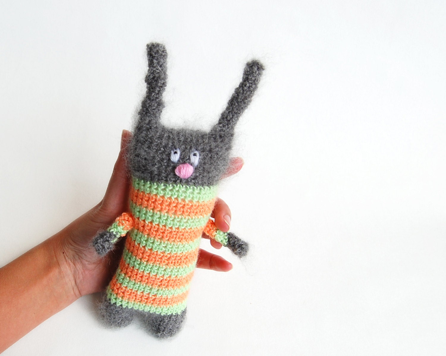 Grey crochet toy bunny Easter bunny natural eco toy for children woodland creatures