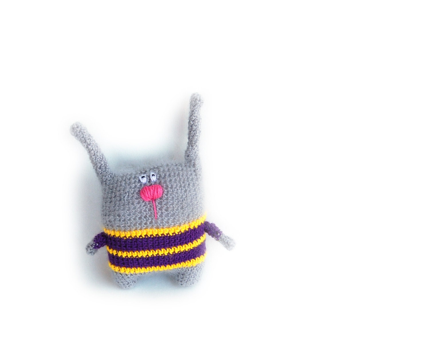 Amigurumi crochet toy plamp bunny Grey  for kids striped