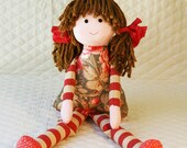 Cloth Doll eco-friendly rag doll, she has bamboo yarn hair and is stuffed with corn fiber
