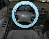Aqua Little Elephants Steering Wheel Cover