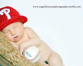 Philadelphia Phillies Inspired Crocheted Baseball newsboy hat newborn