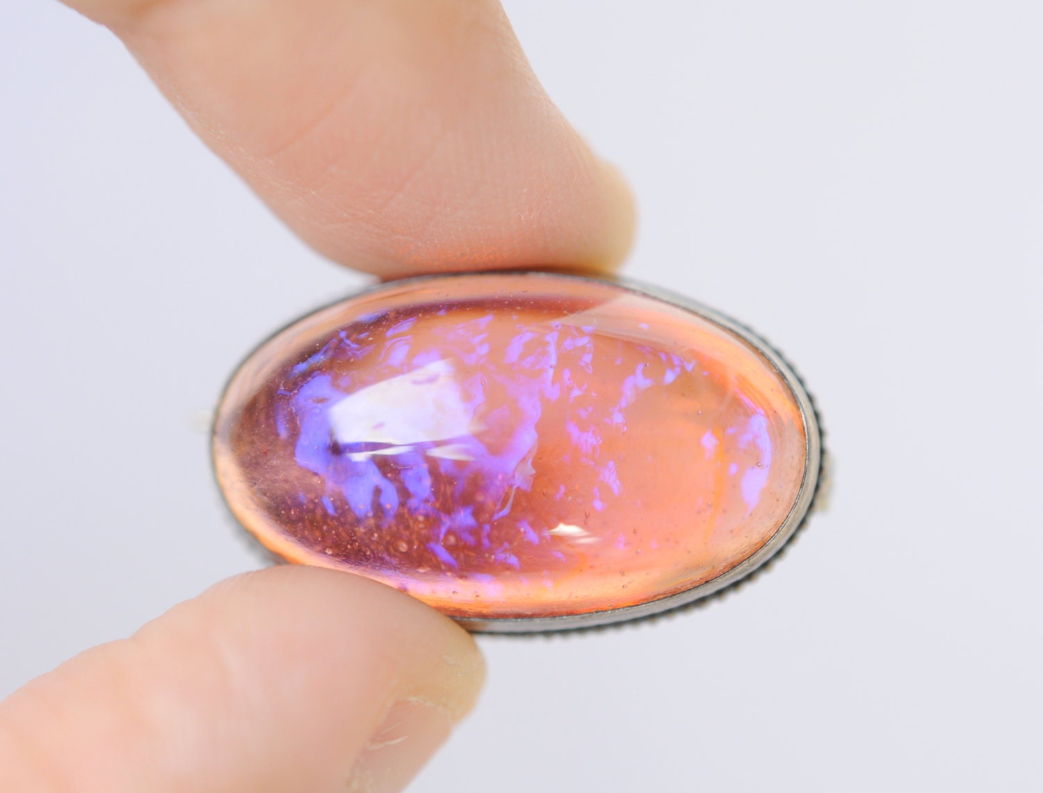 1920s Art Deco / glass brooch // DRAGON'S BREATH