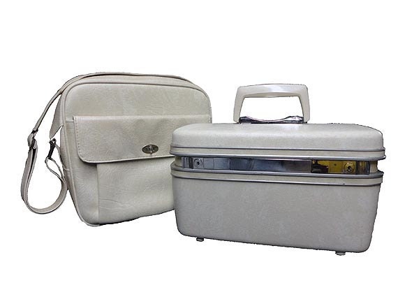Vintage Samsonite Train Case - Marble White Travel Case Luggage Silhouette KEYS INCLUDED