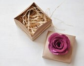Ready to ship - Burgundy felt flower brooch - Bonjour - With box - Wool Silk - Burgundy, Red wine, Bordeux handmade flower brooch