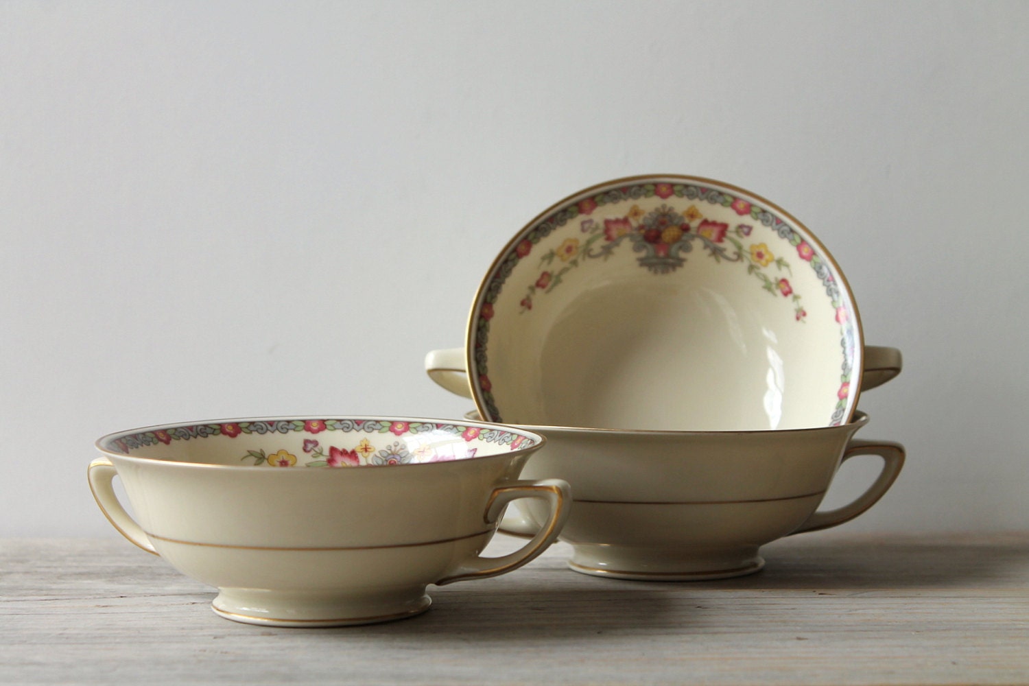 Three vintage Bavaria bowls / King Cedric / Community China / cottage chic / rustic china dish / modern Victorian style / serving bowls