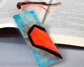 Watercolor Bookmark with Half Heart  Original Painting