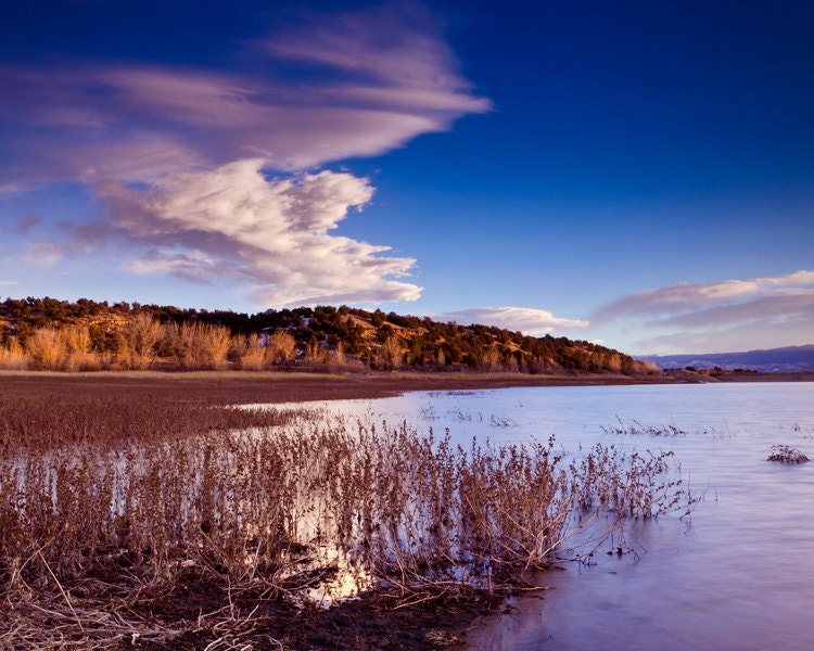 Sunset blue white lake water Colorado fine art photograph print 16x20
