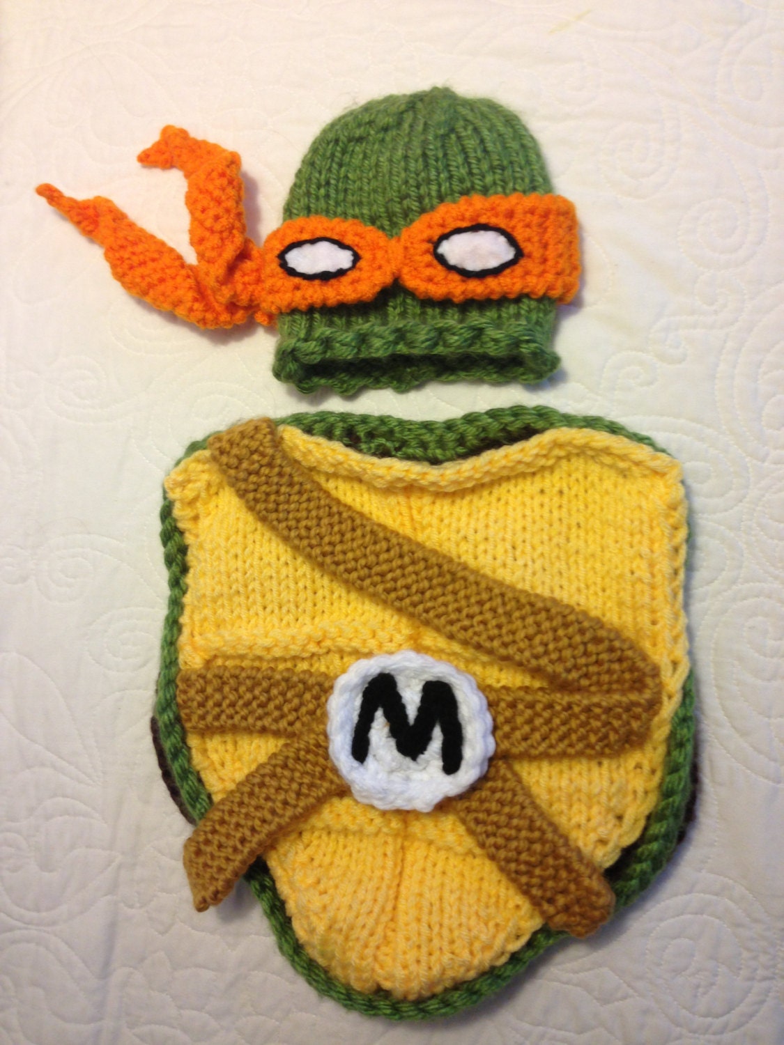 Halloween Ninja Turtle outfit - hat and cocoon, perfect newborn photo prop and Halloween costume