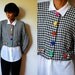 Vtg Cropped B&W Checkered Colorful Button Down Blazer