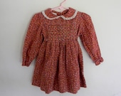 Vintage Girl's Dress, Calico Girls Dress  by Polly Flinders, Size 2 T