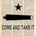 Come and Take It -- Texas Vintage Dictionary Print - plus FREE 5x7 monogram