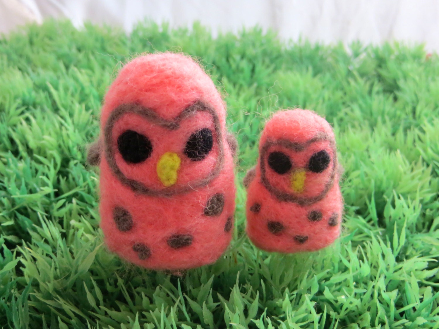 Pink Owl Duo Mini Soft Felt Animal