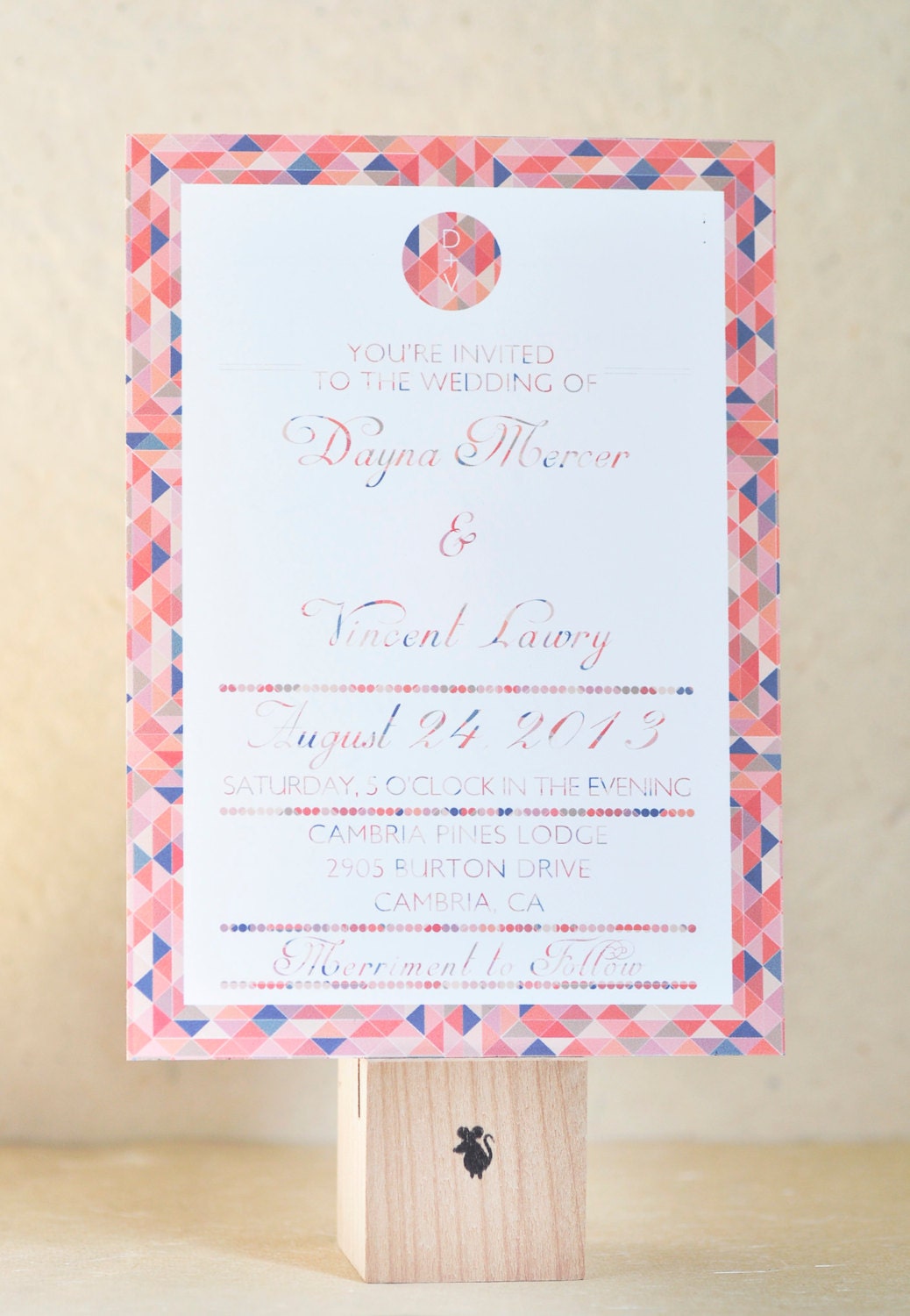 Modern Vintage Geometric Wedding Invitation Cards
