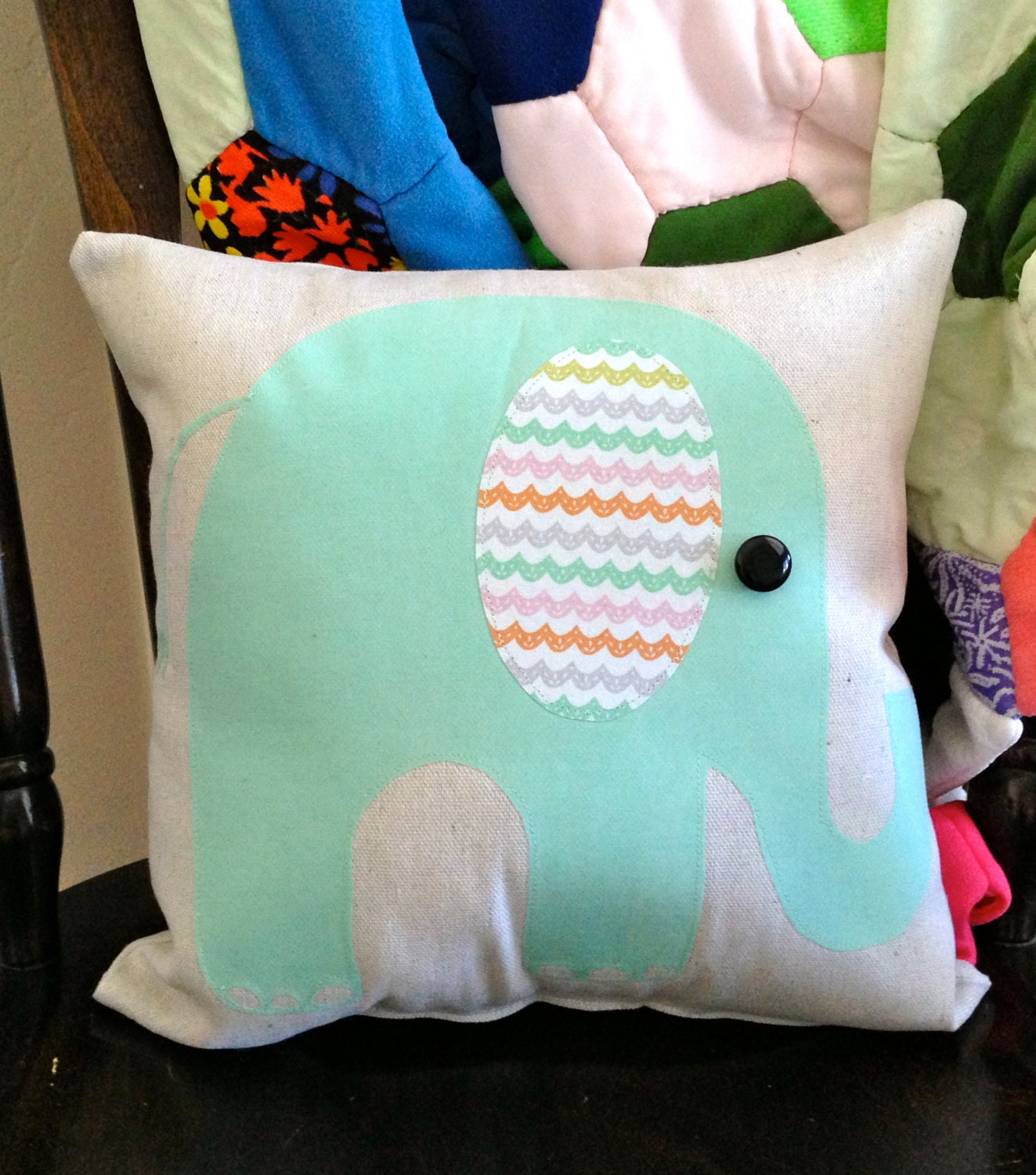 Mint Elephant Pillow