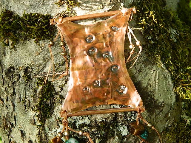 Native American necklace Copper Hide petroglyph necklace symbol Statement necklace