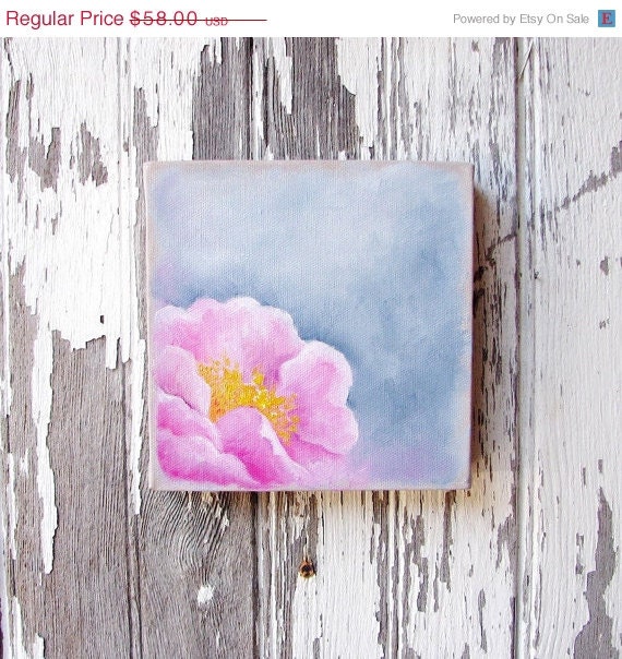 SALE 20% OFF Oil painting botanical floral art romantic summer flower home decor wall art shabby chic - Botanical series three