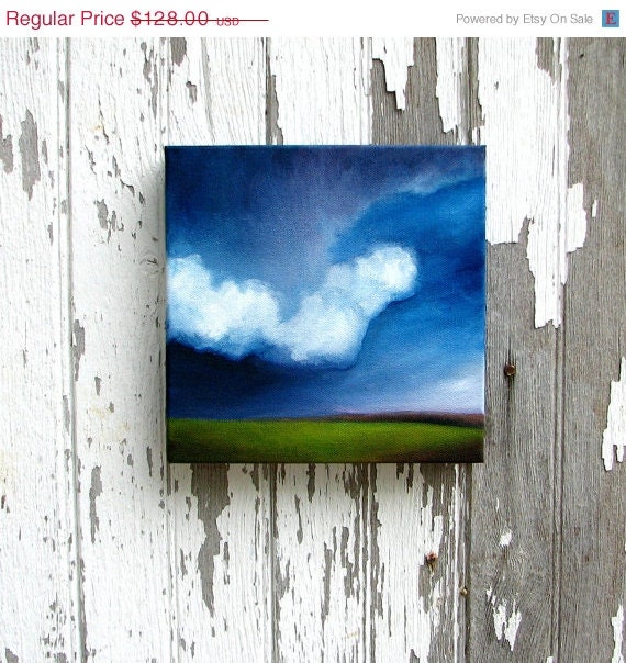 SALE 20% OFF Original oil painting original art thunderstorm landscape clouds home decor painting 8x8 - Pressure