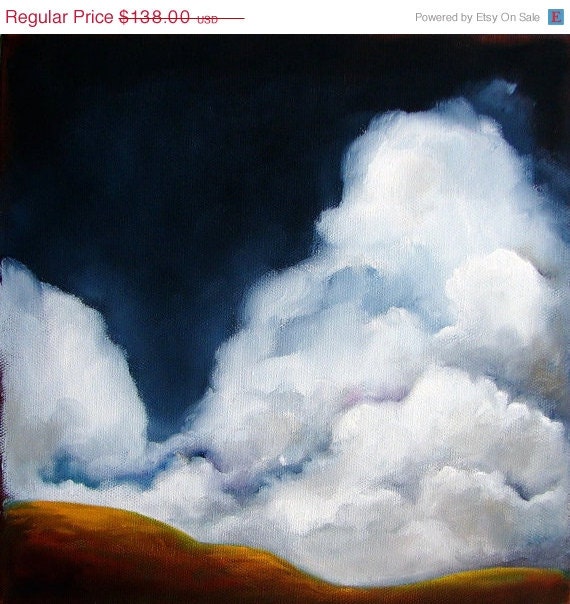 SALE 20% OFF Original oil painting thunderstorm clouds masculine father's day gift rustic earthy colors big sky 10x10 - Fair Warning