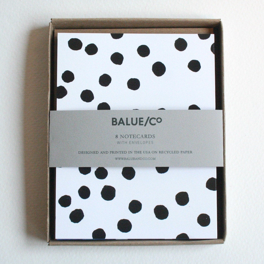 Black & White Dots Notecards (Set of 8)