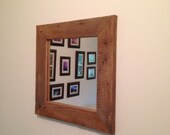 Barn Wood Framed Mirror 12x12 SOLID OAK Reclaimed Rustic custom sizes Upcycled reclaimed wood Farmhouse country Chic