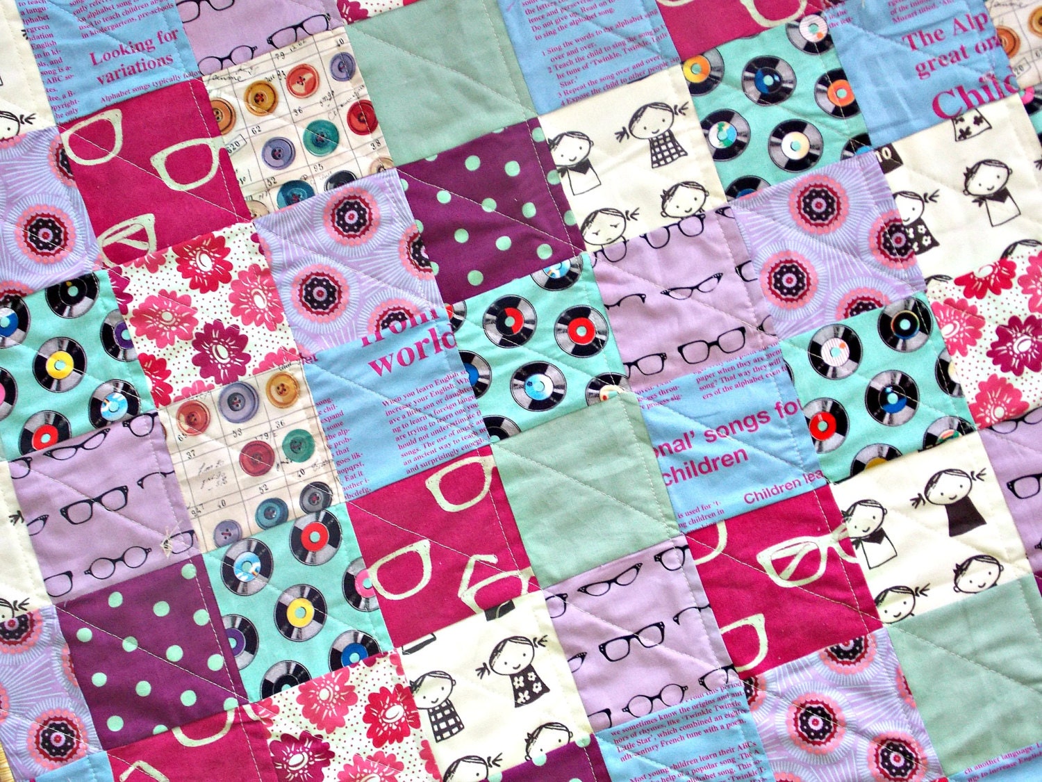 Modern Baby Quilt - Gender Neutral Crib Quilt - Echino Fabrics