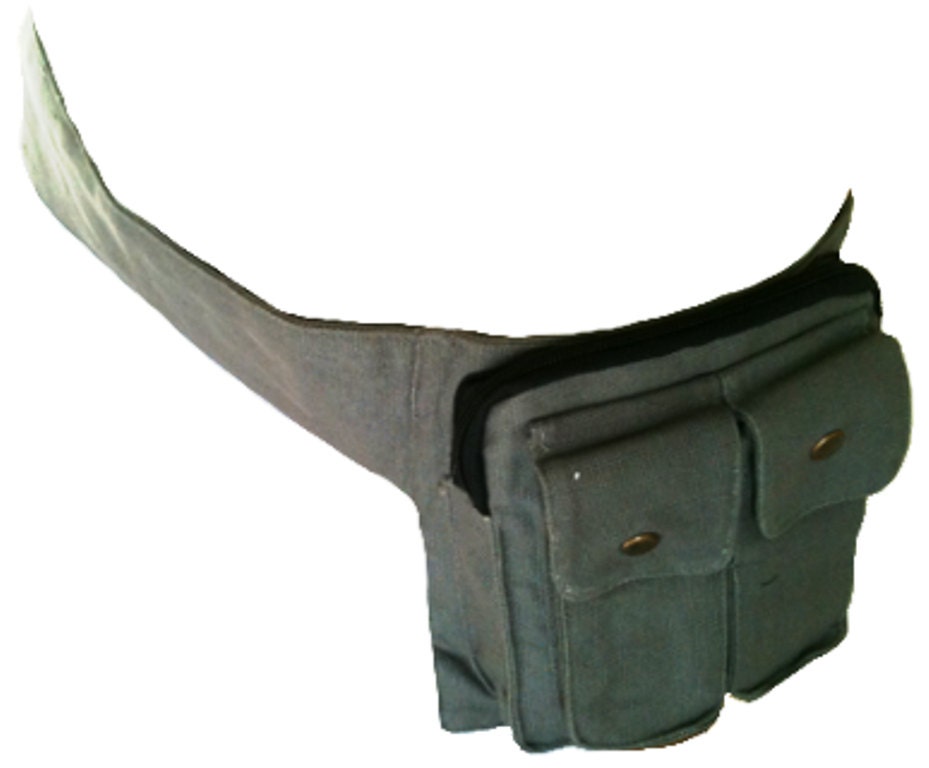 Green Canvas POCKET BELT utility belt Fanny Pack hip bag waist belt BUMBAG
