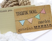 Chevron Pennant Vintage Thank You Card: Set of 10