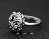 TITANIUM SILVER DRUZY Natural Stone Ring - Gemstone Ring Decorative Bright Silver Bezel, Adjustable Band