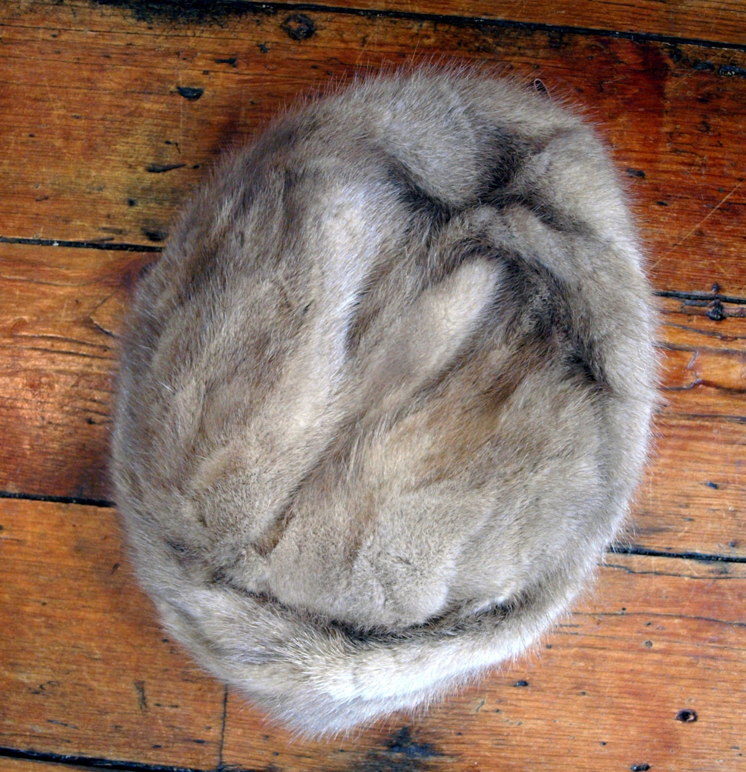 vintage mink pillbox hat with brown satin bow designed by lora