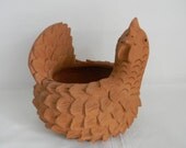 Vintage Mid Century Modern Unglazed Terracotta Chicken Planter Home Decor