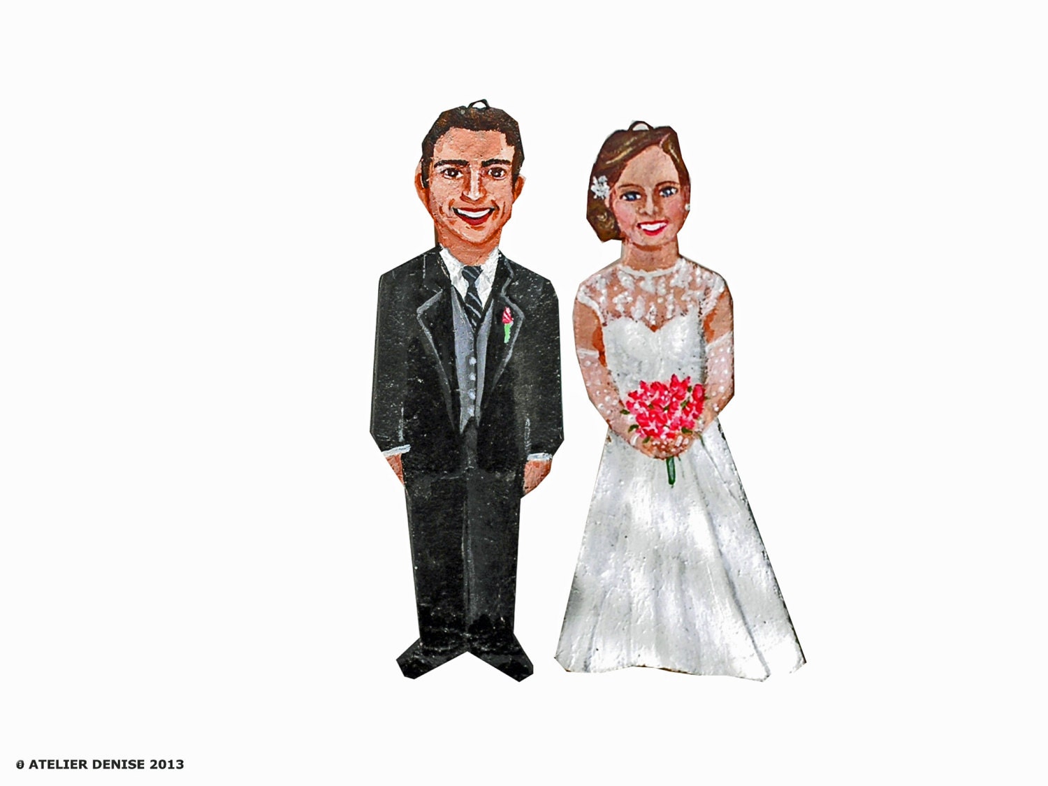 Personalized Bride and Groom Portrait Ornaments