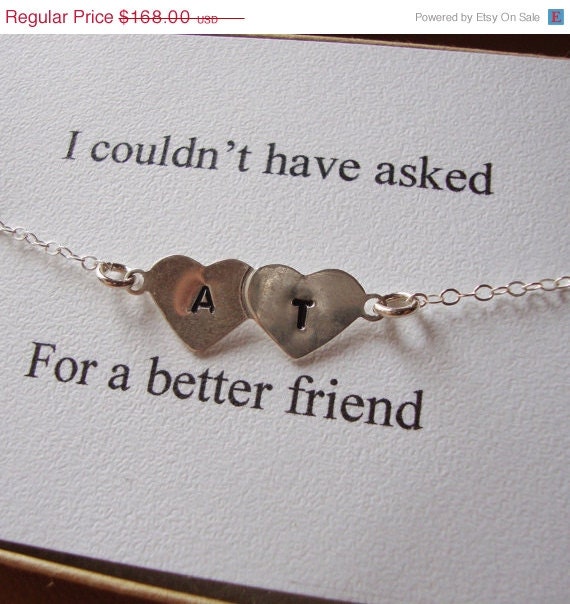 ON SALE Bridesmaids Personalized Bracelets with Cards SIX- Stamped Hearts - Best Friend, Bridal Party, Wedding Jewelry, Maid of Honor, Brid