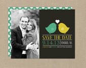 Wedding Save the Date (Birds of a Feather) - Digital Files or Deposit on Printing (Customizable Love Birds Design)