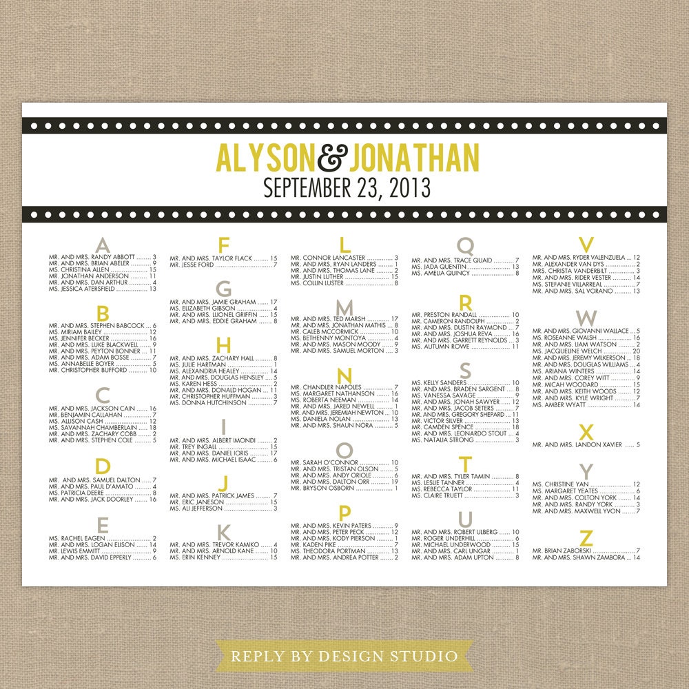 Wedding Seating Chart (Big Love) - Digital Files/DIY (Customizable Modern Design)