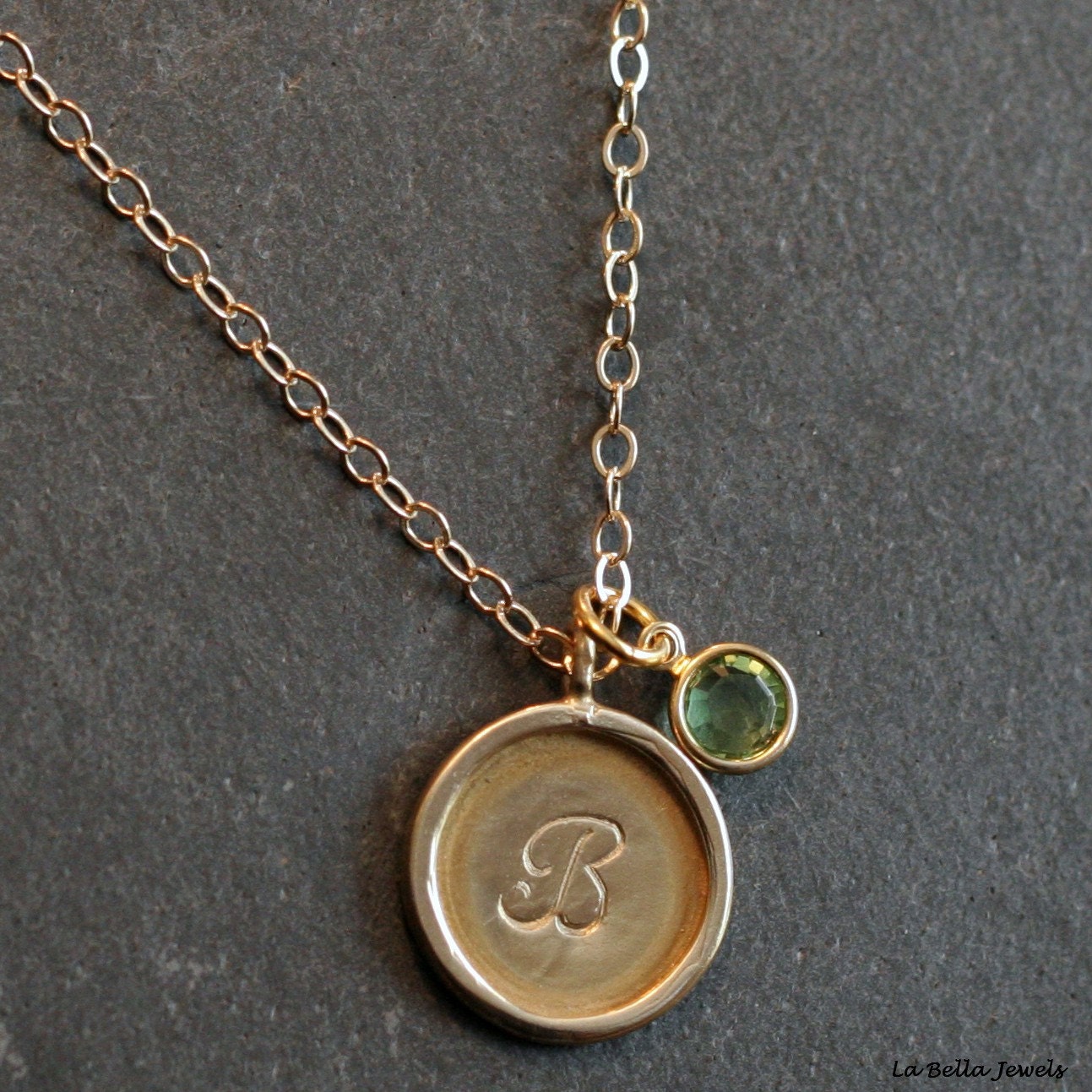 Custom Personalized Hand Stamped Gold Filled Elegant Initial Birthstone Bridemaid Pendant Add On