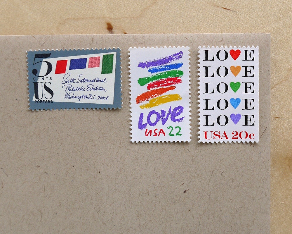 Vintage unused - Love Letters - postage stamps to post 5 letters - or use in scrapbooking and crafts