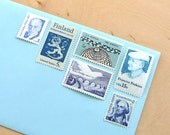 Vintage unused - True Blue - postage stamps to post 5 letters - or use in scrapbooking and crafts