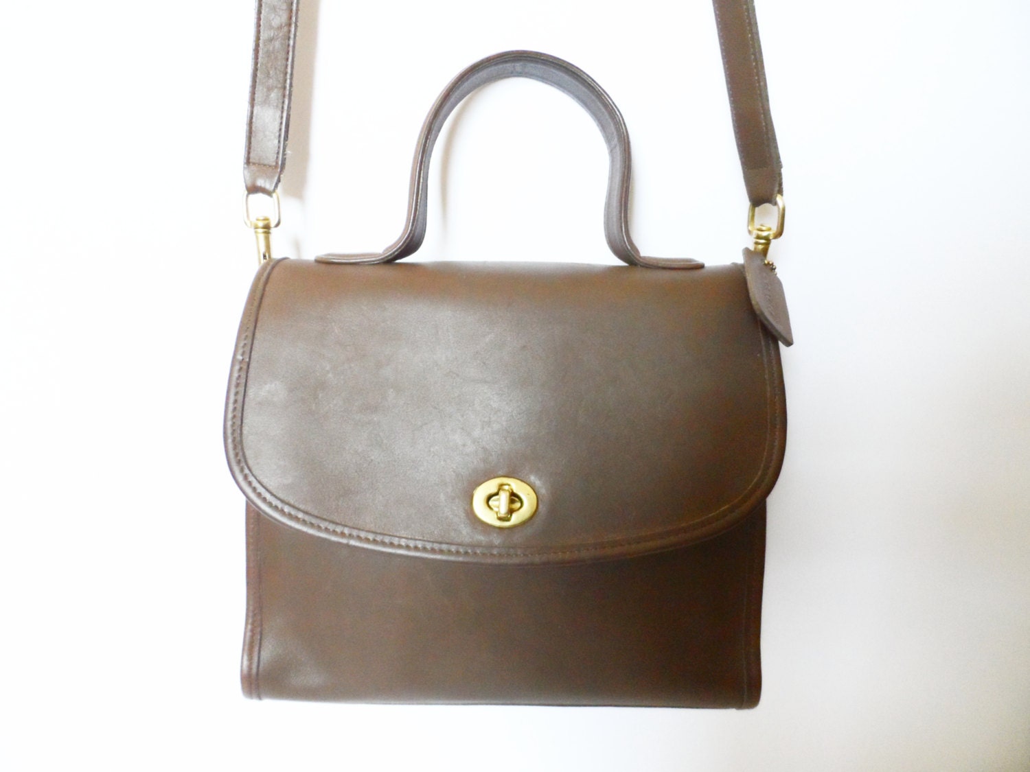 Vintage Coach Brown Manor 9977, Kelly Bag Preppy Classic Leather Messenger Hipster Brief Crossbody Saddle Camera Flap Coach Legacy