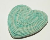 Rope Heart Wall Hanging, Turquoise Coastal Cottage Shabby Chic Beach Wedding Decoration Nautical  Home Decor