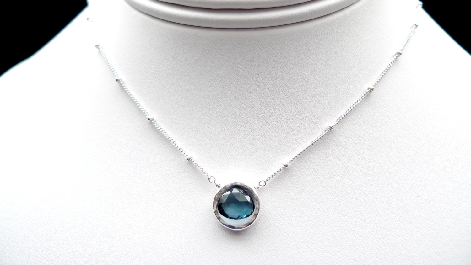 London Blue Topaz Sterling Silver Necklace for Wedding, Birthday and Anniversary