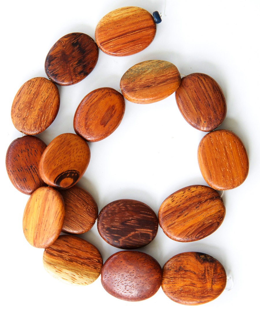 Bayong Wood - Large Oval Beads - 15" Strand